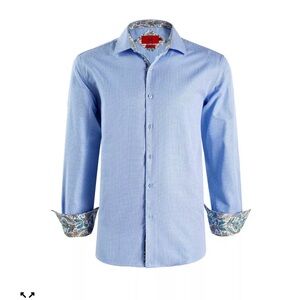 Elie Balleh Boys Blue Houndstooth Print Shirt Size 8